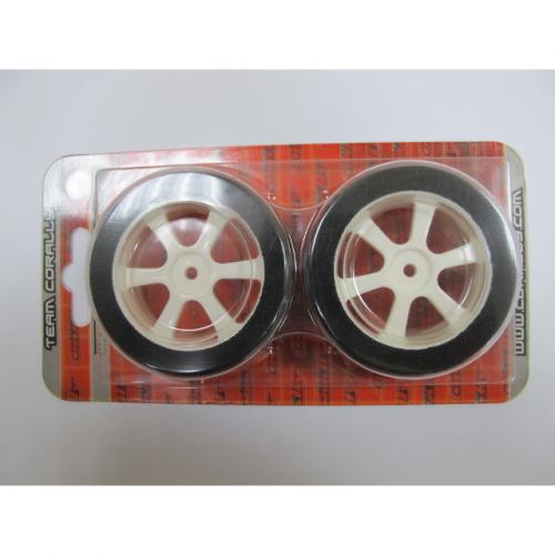 Touring Tires on White 6-Spokes Wheels (26 mm) – Pink (1 pair)
